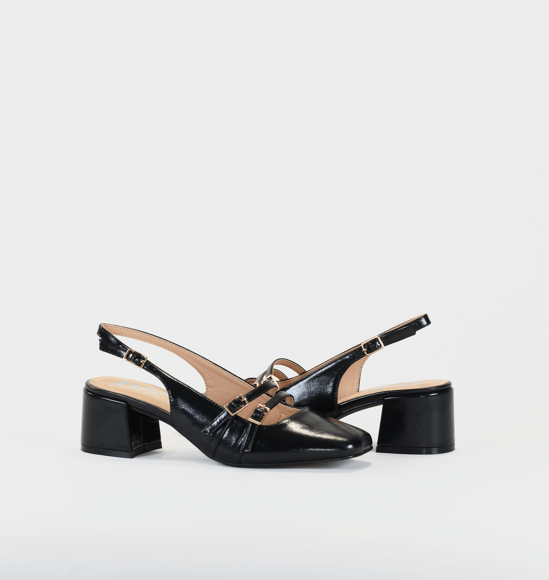 Babies à brides noires lisses - Pia