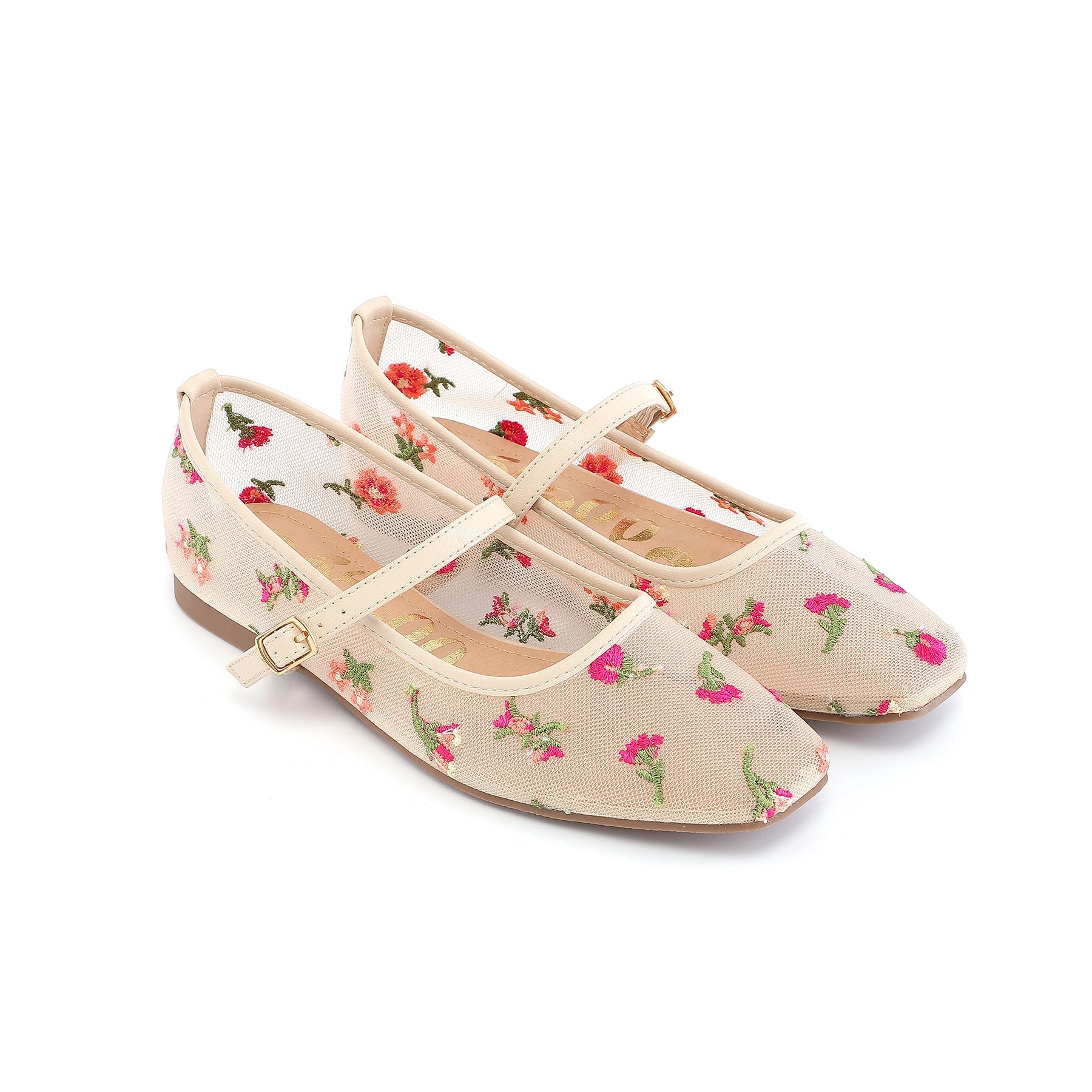 Ballerines effet résille brodée fleurs - Odyle