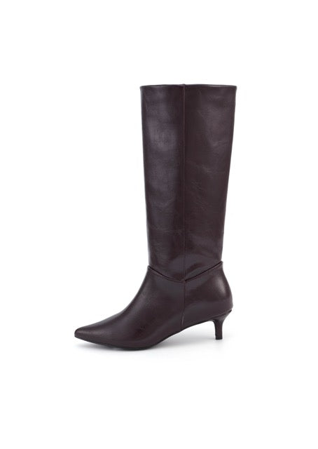 Bottes hautes à petit talon Marron Lisse - Basile