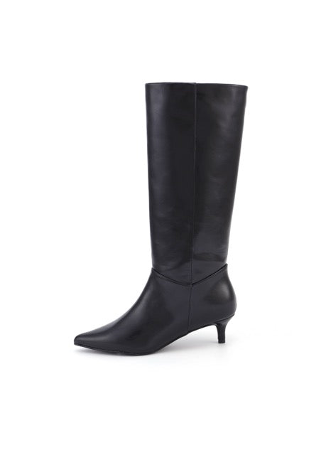 Bottes hautes à petit talon Noir Lisse - Basile