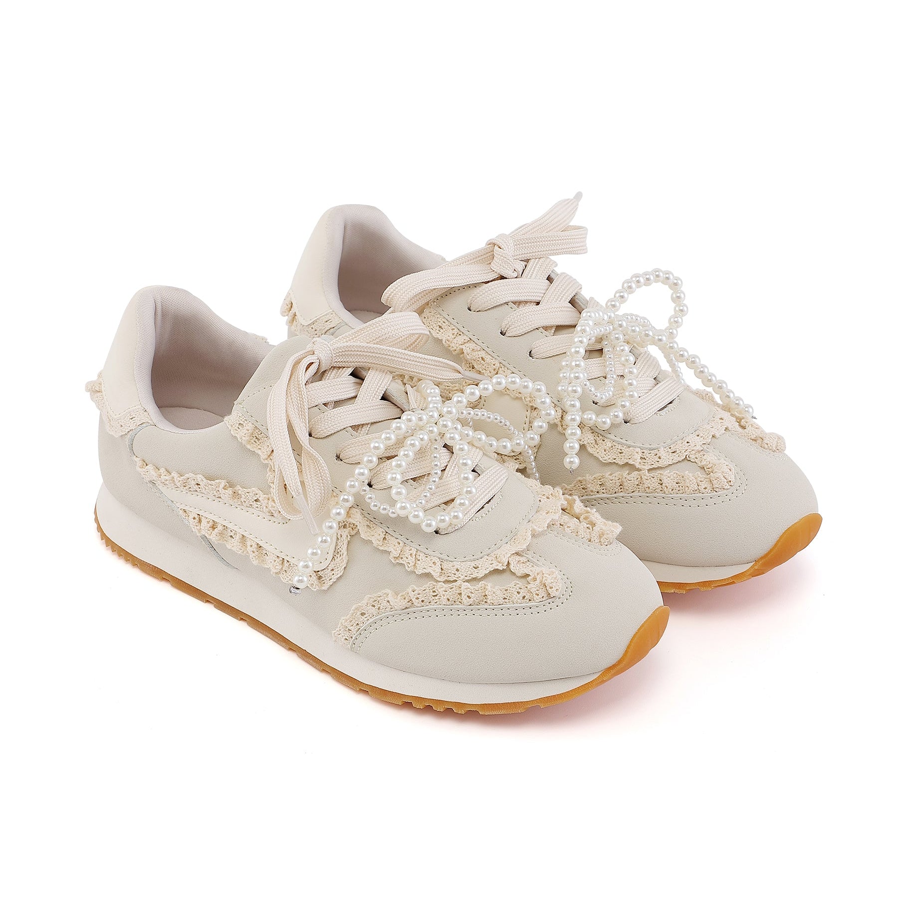 Baskets beige dentelle - Maddy