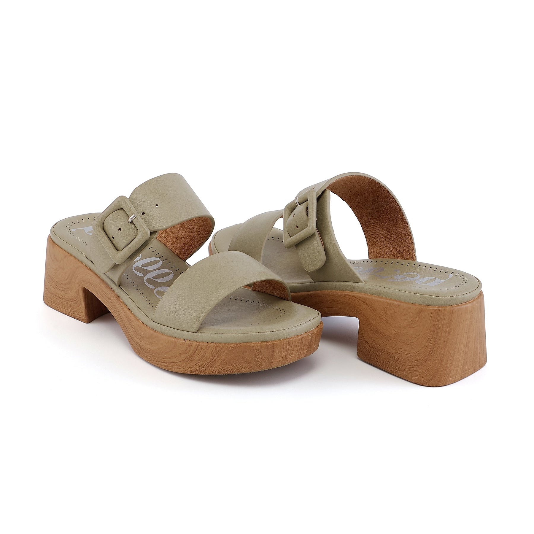 Mules esprit sabots vert sauge – Isa