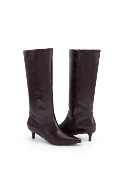 Bottes hautes à petit talon Marron Lisse - Basile