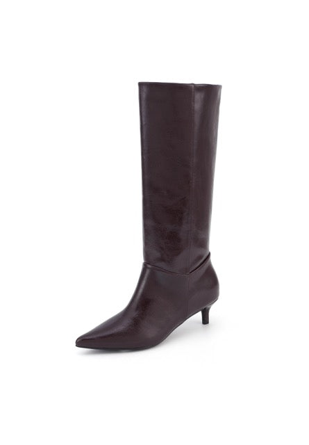Bottes hautes à petit talon Marron Lisse - Basile