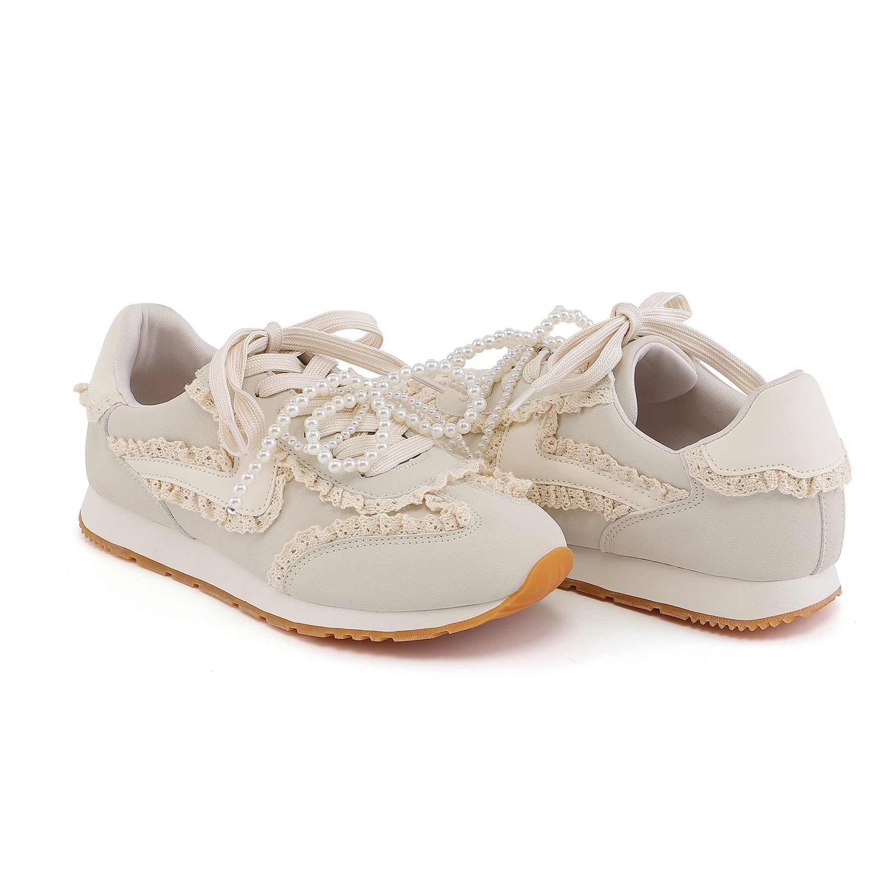 Baskets beige dentelle - Maddy