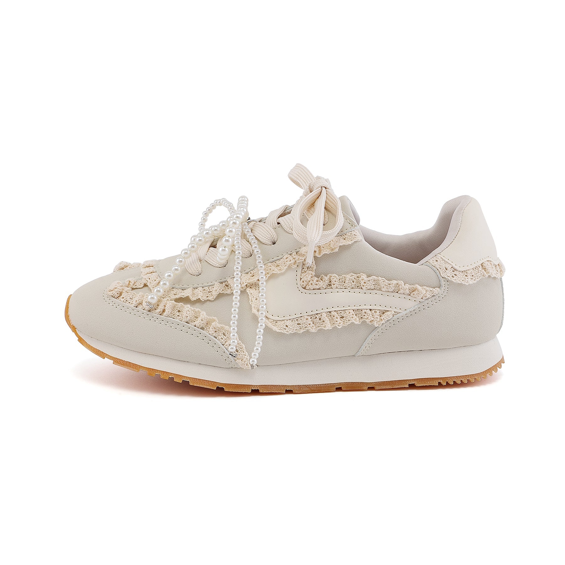 Baskets beige dentelle - Maddy