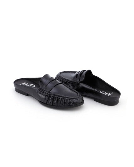 Mules mocassins froncées Noir - Milo