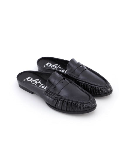 Mules mocassins froncées Noir - Milo