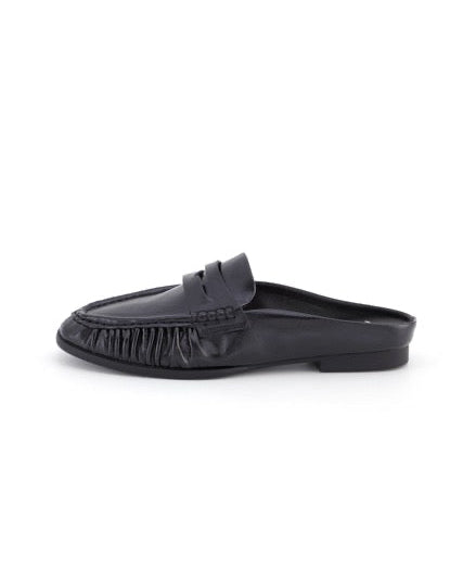 Mules mocassins froncées Noir - Milo