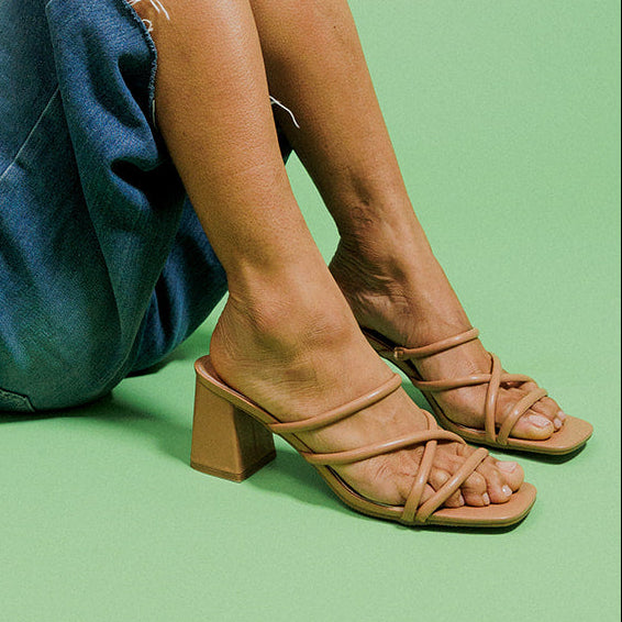 Mules à talons beige – Sara